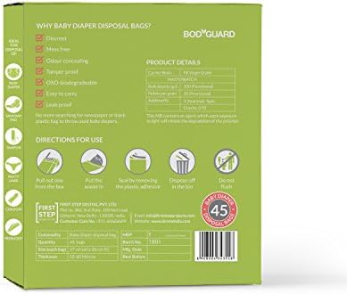 Еднократни торбички за памперси Bodyguard Baby - 90 Пакети | Запечатване от миризмата на Памперси, Хранителни