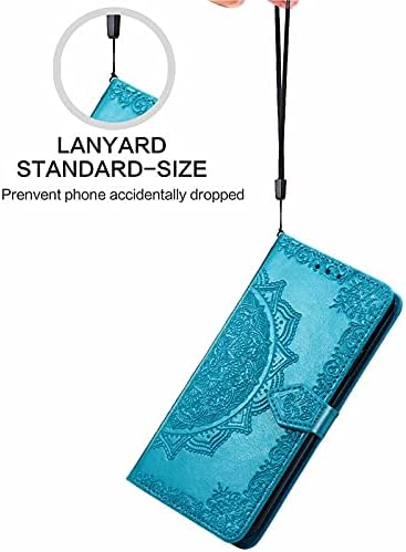 LEMAXELERS е съвместим с калъф-чанта iPhone 14 Pro с релефни мандала от изкуствена кожа премиум-клас, панти