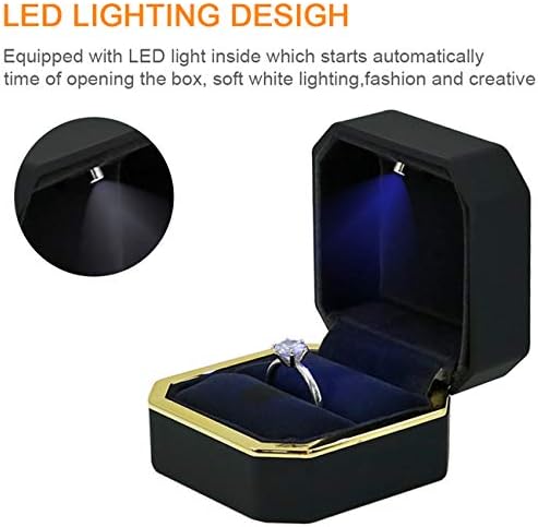 Подарък кутия за показване на бижута GBYAN Ring Кутия за Предложения за брак, Годеж, Сватба (черен)