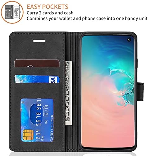 Калъф TOHULLE за Samsung Galaxy S10 Plus, Кожен калъф-портфейл Премиум-клас с държач за карти, стойка, Магнитна