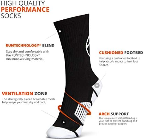 Чорапи за бягане с полумягкой подплата ChalkTalkSPORTS Athletic | Баскетбол Силуэтный дизайн | Черен / Бял
