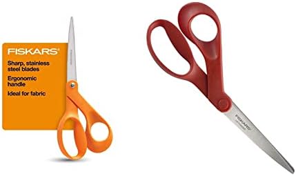 Ножици Fiskars с оригинална дръжка, 8 инча, За ръкоделието, За рязане на хартия, За различни повърхности, Оранжево