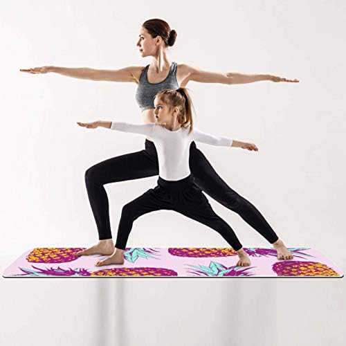 Дебел нескользящий постелката за йога и фитнес Unicey 1/4 от Сладък Плодово-Розов принтом за практикуване на Йога, Пилатес и фитнес на пода (61x183 см)