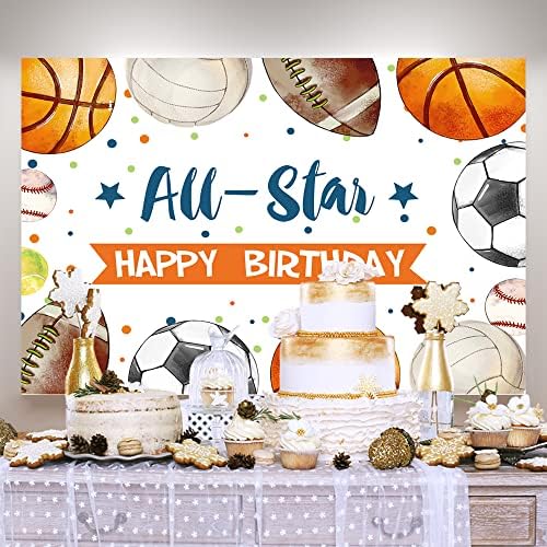 Ticuenicoa 6 × 4 фута Спортен Фон за рождения Ден на All Star Момчета Футбол, Баскетбол, Бейзбол Детски Фон За рождения Ден на Детска Спортна Тема Банер за Парти по случай рожд