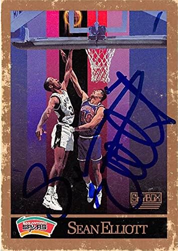 Баскетболно картичка с автограф на Шон Елиът (Сан Антонио Спърс) 1990 Skybox 256 В лошо състояние - Баскетболни