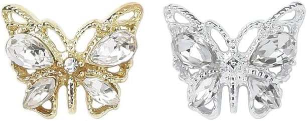 10 бр. 3D Модни Пеперуди от златисто-сплав сребро, Бижута, Медальони за дизайн на ноктите, Кристали, Бижута
