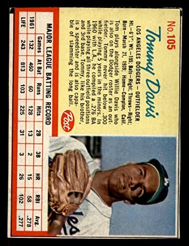 1962 Post Cereal 105 Томи Дейвис Лос Анджелис Доджърс (Бейзбол карта) EX/MT Dodgers