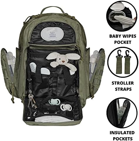 Раница-чанта за Памперси Phil & Jack Dad, Чанта за бебешки Пелени с Устройство за Преобличане, Тактически Военен