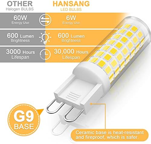 hansang 10 X led крушки G9 4000K Естествена дневна светлина 6 W (еквивалент, халогенни 60 W) Крушки за полилеи