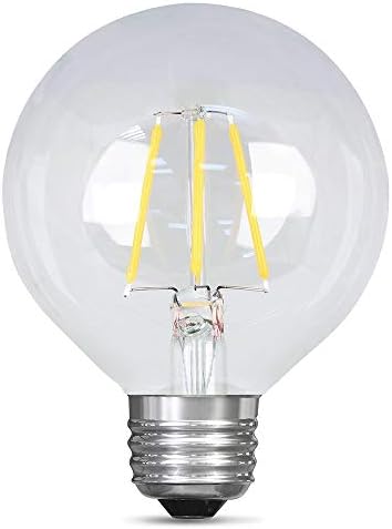 Feit Electric BPG2525/827/Led лампа с регулируема яркост 180 Лумена 2700 К, прозрачна, средният живот 15000 часа/13,7 години, отговаря на RoHS, Led лампа, форма на колба G25, опаковки от 12