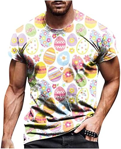 Честит Великден Ризи за Мъже Ежедневните Свободни Забавни Яйца Графични Тениски Топ С Къс Ръкав през Цялата