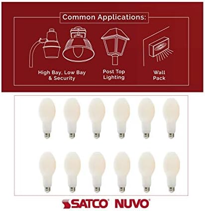 Satco Нов! Усъвършенствана led лампа с нажежаема жичка Hi-Pro, S13132, подмяна на светодиода HID с мощност 30 W; ED23; 830; 3000K; Средна база; 120-277 Волта; Байпасный баласт тип B - 12 бр. В опа