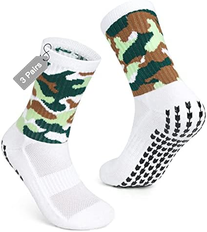 Чорапи AGUTIUN Grip за футбол, 3 чифта чорапи с нескользящим изземване, мъжки бели нескользящие младежки футболни