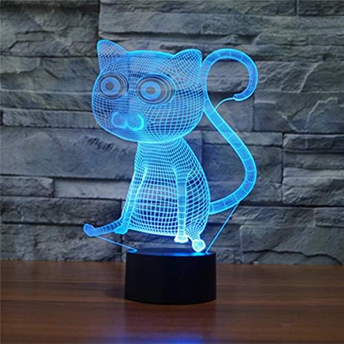 Jinnwell 3D Котка Животно Нощно Лампа Илюзия 7 Цвята Смяна на Сензорен Прекъсвач Настолни Лампи За Маса Украса