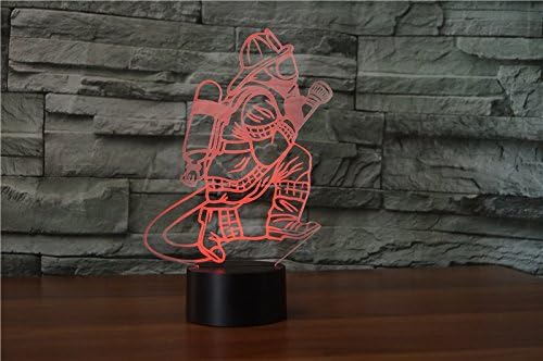 Jinnwell 3D Fire Man Night Light Лампата Илюзия 7 Цвята, което променя Сензорен Прекъсвач, Настолни Лампи за