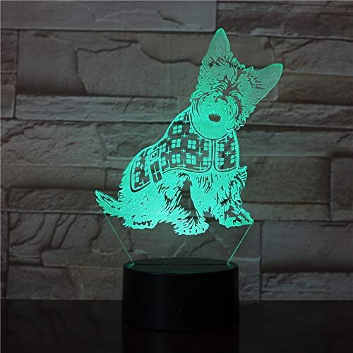 Jinnwell 3D Куче домашен Любимец Нощно Лампа Илюзия 7 Цвята Смяна на Сензорен Прекъсвач Настолни Лампи За Маса