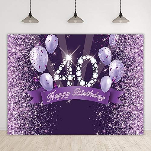 Bellimas Блестящи Пурпурни Балони Фон за парти за 40-ия Рожден Ден честит Рожден Ден 40 Снимка Фон За Жени Четиридесет