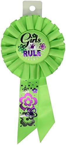 Аксесоари за парти в чест на рождения ден на Beistle Girls Rule Rosette, Носимые Лента, 3,25 x 6,5, Лаймово-зелена/Розово/Лилаво