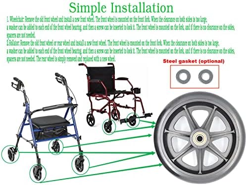 Подмяна на цели колела и 6 инча за инвалидни колички, ролки, ходунков,Подмяна на задното колело Уокър rollator