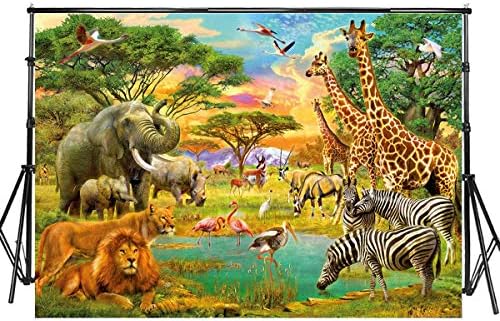 Sensfun 10x6,5 фута Фон за Снимки на животните в Джунглата, Тропически Пустинен Африка гора Сафари Живописен