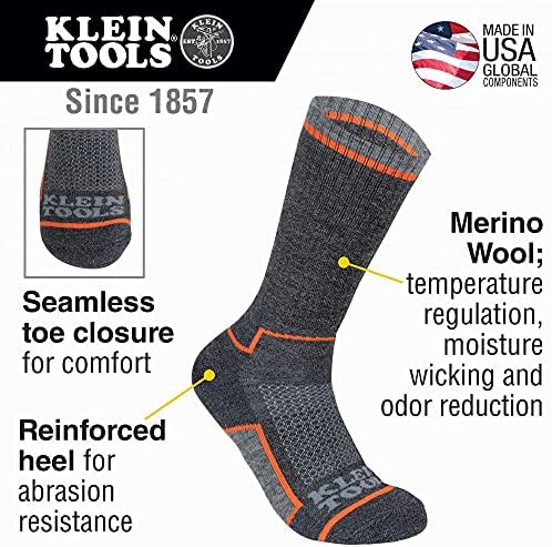 Термоноски Klein Tools от мериносова вълна Performance Winter със средна дължина, с Бесшовным пръсти и мека подплата за краката