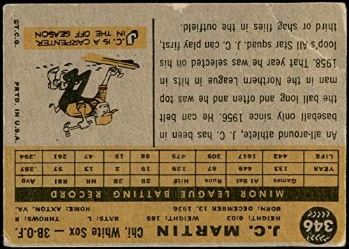 1960 Topps 346 Джей Си Мартин от Чикаго Уайт Сокс (бейзболна картичка) ДОБЪР Уайт Сокс