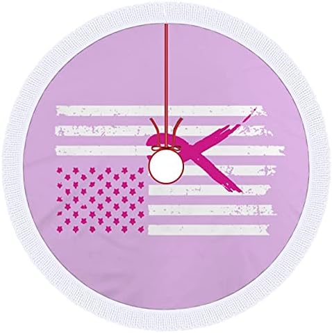Розовата Лента Флаг на Информираността за Рака На Гърдата Коледно Дърво Мат Пола Дърво Базовата Кутията с Пискюли