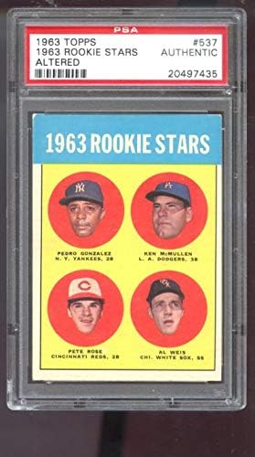 1963 Topps 537 Звезди-начинаещи Пийт Роуз Ел Вайс Педро Гонзалес Кен Макмаллен RC PSA АВТОР на бейзболни картички