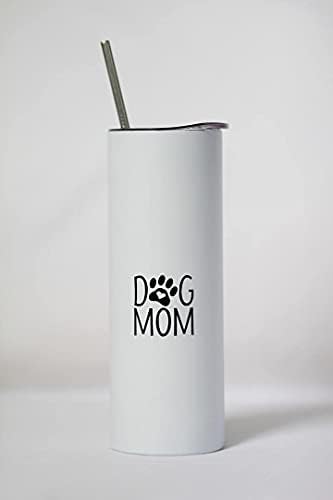 DCSEA Чаша за кучета White Dog Mom Skinny с Капак и Соломинкой от Неръждаема Стомана, 20 грама, Изолиран Подарък
