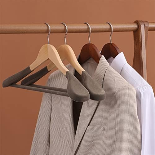 SLSFJLKJ Противоскользящий Velvet Флокированный шкаф с широки рамене, Закачалка за съхранение на дрехи, Дървена