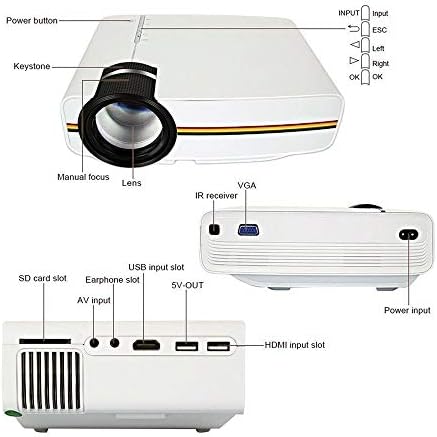 GPPZM Upgrade мини проектор 1080P 1800 лумена Преносим LCD led проектор За домашно кино, съвместим с USB, 3D