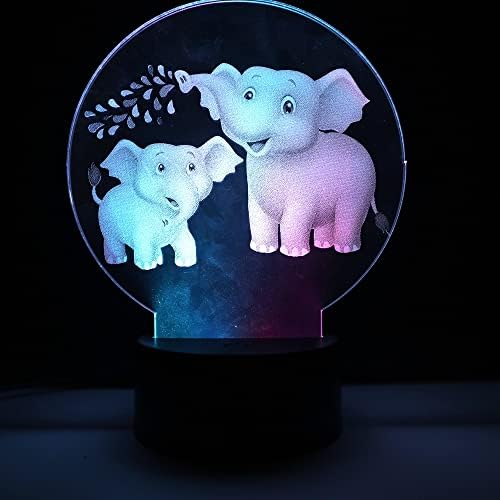 Awencomn два цвята Слон Двойна 3D лека нощ за Деца 3D Лампа с Горивото Промяна на Цвета на Играчки-Слонове 10