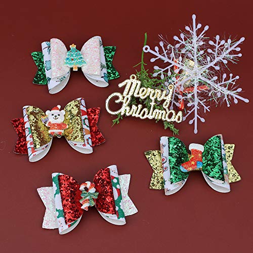 4 броя 3За Коледното парти, Големи Щипки за Коса във формата На Пеперуда, Блестяща Коледна Камбанка, Чорап на