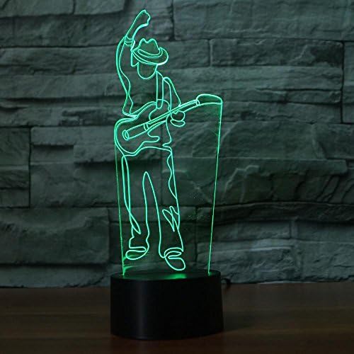 3D Китарист Китара нощна светлина Сензорен Прекъсвач Декор Маса Настолна Оптична Илюзия Лампи 7 Променящия се Цвят на Осветлението Led Настолна Лампа Коледа Къща Люб