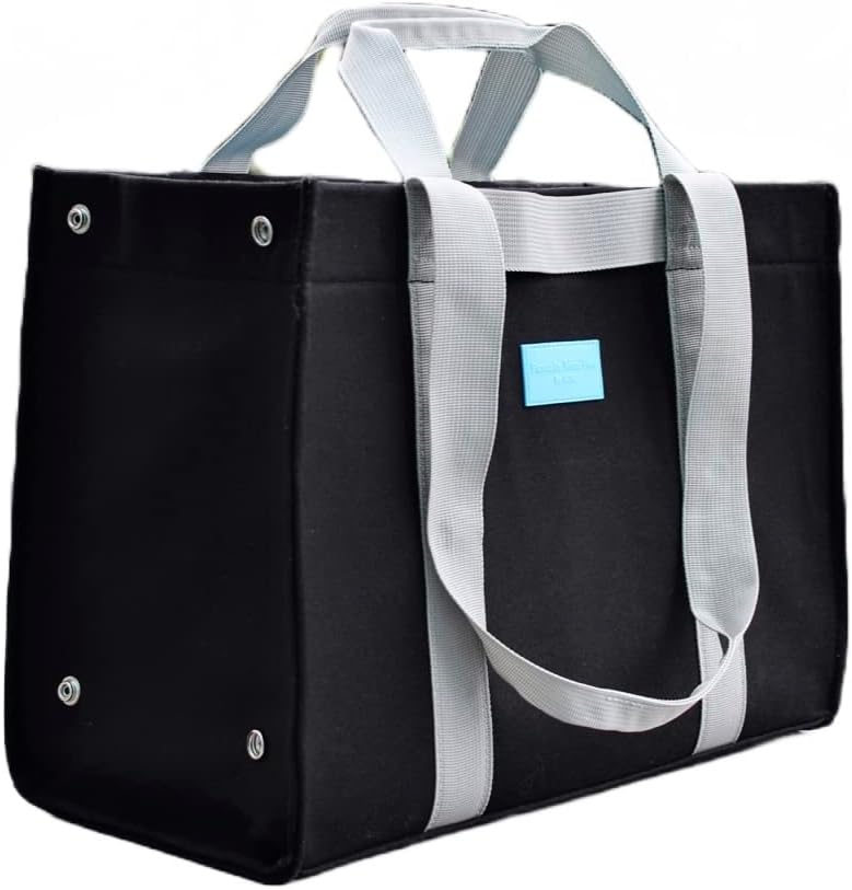 Холщовая чанта-тоут премиум-клас (16Wx12H x7D) Pancake Mini С Плосък плисета, Външни джобове, с Подвижна основа,