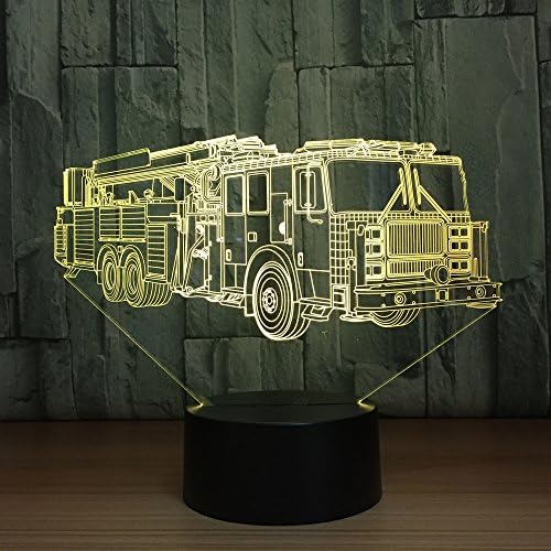 Jinnwell 3D Пожарната Кола Камион Нощно Лампа Илюзия 7 Цвята Смяна на Сензорен Прекъсвач Тенис на Маса, Украса Лампи Led Коледен подарък с Акрилни плоска ABS База USB Кабел Иг