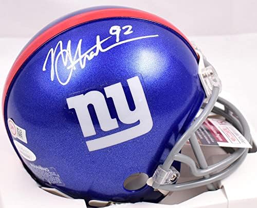 Мини-каска Ню Йорк Джайентс с автограф на Майкъл Страхана - Свидетел на JSA * Мини-каски NFL с бели автограф